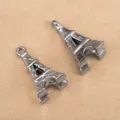 Eiffelturm Metall Anhänger Detailansicht, gunmetal Finish und Öse für DIY Schmuckherstellung. - 3D Eiffelturm (9.6x16mm) / Stahlfarben