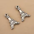 Edelstahl Eiffelturm Anhänger silberfarben Metall DIY Schmuck Zubehör für Halskette. - Doppelseitiger Eiffelturm (11x17mm) / Stahlfarben