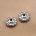 Perles intercalaires fleur en acier inoxydable pour bracelet DIY collier metal - Espaceur à Pétales Ronds / 9.4x4mm / Argent