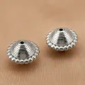 Détail de perle toupie en acier inoxydable avec texture rayée superposée pour bijoux DIY. - Bicône en Spirale / 12x9.3mm / Argent