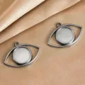 Stainless steel evil eye pendant tray blank for DIY jewelry making and necklace crafts - Evil Eye Pendant (DZ4836) / 1 Piece (28x20mm) / Steel
