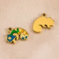 Detalle de colgante camaleón de esmalte de acero inoxidable con gota de aceite colorida para joyería. - Camaleón / 12.5x10mm / Verde azulado
