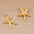 Colgante de estrella de mar dorada de acero inoxidable 304, accesorio de joyeria oceanica. - Estrella de mar / 27.4x30.8mm / Dorado