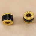 Roestvrij staal zwarte steen ton kralen, 18K verguld DIY sieraden accessoire. - Zwart