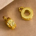 Perlina distanziatrice rotonda in rame ciondolo chiusura per bracciale collana gioielli - Lucky Cloud / 8x10.5mm / Oro 18K
