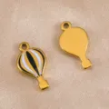 Colgante de acero inoxidable con esmalte de globo aerostatico para fabricar joyas de bricolaje - Negro