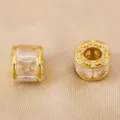 18K Verguld Roestvrij Staal Glas Groot Gat Barrel Kralen Vintage DIY Sieraden - Wit