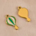 Colgante abalorio de globo aerostatico esmaltado en acero inoxidable para joyeria DIY collar. - Verde