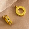 Per distanza rotonda in rame ciondolo accessorio gioielli fai da te variante zircone - Singola fila di strass / 8x10mm / Oro 18K