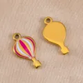 Colgante charm de globo aerostático de acero inoxidable esmaltado para collar pulsera DIY - Rosa rojo