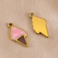 Colgante de helado de acero inoxidable con gota de aceite para collar pulsera DIY - 8.6x17mm / Rosa