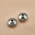 Perles toupie à rayures verticales en acier inoxydable bracelet DIY collier intercalaire. - Bicône à Rayures Verticales / 4.4x6.7mm / Argent