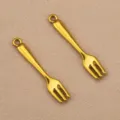 18k vergoldeter edelstahl gabel anhanger schone DIY schmuckherstellung charme zubehor - Gabel (5x28mm) / Gold