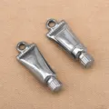 Edelstahl Mini Tuben Anhanger Metall Charms fur Halskette Armband Schmuckherstellung 2Stk - Farbkasten (6x17mm) / Stahlfarben