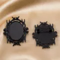 Detailed view of black alloy antler brooch blank tray for DIY custom badge jewelry making. - 32x39mm / Black