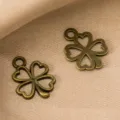 Vintage antique alloy hollow four-leaf clover pendant DIY handmade jewelry accessories - 17x13mm / Antique Bronze