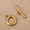 Gold tone metal round toggle clasp set for DIY jewelry making bracelet necklace components - Halo Style (7.8x9.8mm) / Gold