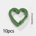 Moschettone a molla forma cuore verde portachiavi lega accessorio gioielli DIY 10 pz - Verde scuro