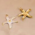 Colgante de estrella de mar de acero inoxidable, accesorio de joyería DIY, detalles finos. - Blanco-32.7x31.2