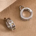 Silver plated round spacer charm connector for DIY bracelet and necklace jewelry making - Double Eternity Band / 7X9mm / White K
