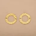 Colgante Redondo de Doble Agujero Martillado de Acero Inoxidable Chapado en Oro 18K DIY - 20mm / Chapado en oro 18K