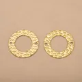 colgantes redondos texturizados de acero inoxidable chapado en oro 18k para hacer joyas diy. - 25mm / Chapado en oro 18K