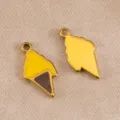 Colgante esmaltado de helado de acero inoxidable abalorio DIY para collar pulsera joyas - 8.6x17mm / Amarillo