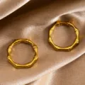 Stainless Steel Bamboo Ring Minimalist Gold Metal Open Circle Ring Jewelry Accessory - Small 15mm / 18K Gold