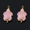 Pink ceramic turtle pendant stainless steel gold plated DIY jewelry making accessory - Pink Purple