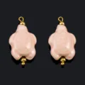 Pink ceramic turtle pendants with gold beads DIY jewelry accessories for necklaces. - Light Pink