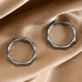 Stainless steel bamboo ring minimalist closed circle jewelry component fashion metallic finish 2pcs - Small 15mm / Steel