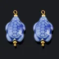Blue ceramic turtle pendant gold plated stainless steel DIY bracelet necklace jewelry accessory - Blue and Purple