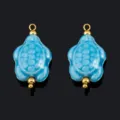 Blue Ceramic Turtle Pendant Gold Plated Stainless Steel Jewelry DIY Accessory Variant - Blue