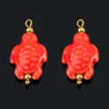 Marine ceramic turtle stainless steel gold-plated pendant for DIY jewelry making accessories - Red