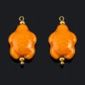Ceramic turtle pendant gold plated stainless steel DIY jewelry accessory orange color - Orange