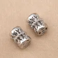 Silver hollow drum beads spacer beads DIY jewelry accessories for handmade bracelets and necklaces - 5.6x7.4mm / Silver
