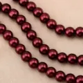 Dark red faux pearl beads for DIY bracelets and necklaces, round shiny jewelry accessories. - Burgundy