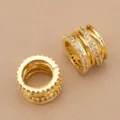 Goldene Mikrogefasste Zirkon Barrel Perlen DIY Schmuckherstellung Armband Zubehör - 10.2X7.4mm / 18K-Gold