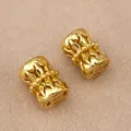 Copper hollow drum beads spacer beads for DIY jewelry making bracelets necklaces accessories - 5.6x7.4mm / 18K Gold