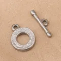 Stainless steel round OT toggle clasp DIY bracelet and necklace connector jewelry making part. - Pattern Style (9x11.6mm) / Steel