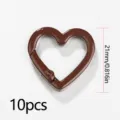 Moschettone anello molla a cuore marrone 21mm per creazione gioielli fai da te 10pz - Marrone