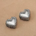 RVS hartvormige bedelralen met kraalrand voor DIY armbanden sieraden maken - Staalkleur