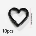 Moschettone a molla a forma di cuore nero 10pz chiusura in metallo per accessori DIY - Nero