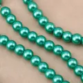 Green glass pearl beads strands for DIY handmade bracelets necklaces jewelry making accessories. - Lake Green
