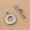 Stainless steel round OT toggle clasp for DIY bracelet necklace jewelry making findings - Twisted Rope Style (8.6x10.8mm) / Steel