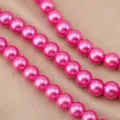 Pink imitation pearl beads for DIY bracelets and necklaces jewelry making accessories - Rose Red