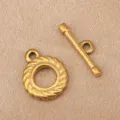 Gold stainless steel toggle clasp set for DIY jewelry making, bracelet and necklace connector. - Twisted Rope Style (8.6x10.8mm) / Gold
