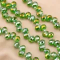 Green faceted crystal teardrop loose beads 8mm DIY bracelet necklace jewelry accessories - 10 Pieces/Pack / Green AB