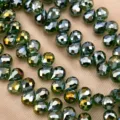8mm faceted crystal loose beads sparkling green DIY bracelet necklace car hanging accessories - 10 Pieces/Pack / Olive Green AB