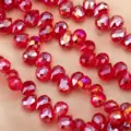 Faceted red crystal briolette beads for DIY jewelry making, stunning sparkling crystal drops. - Red AB